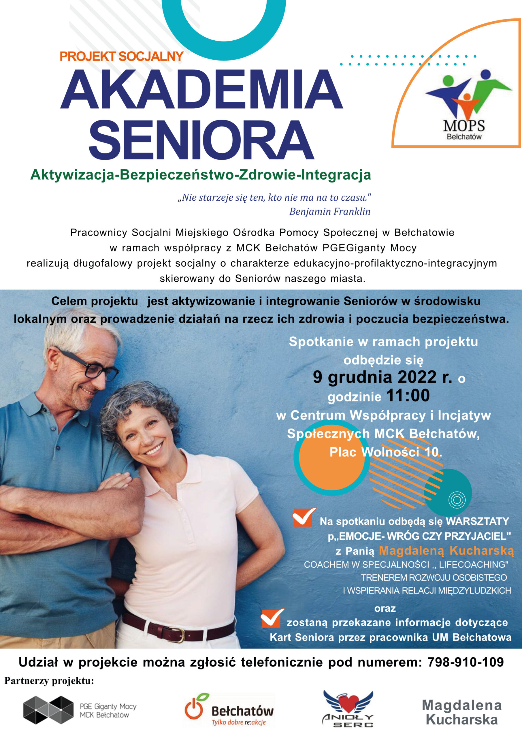 Plakat promujący warsztaty w ramach Akademii Seniora